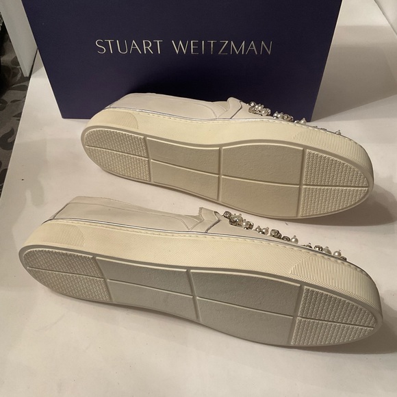 Stuart Weitzman white pearl and rhinestone embellished sneakers - Picture 3 of 3